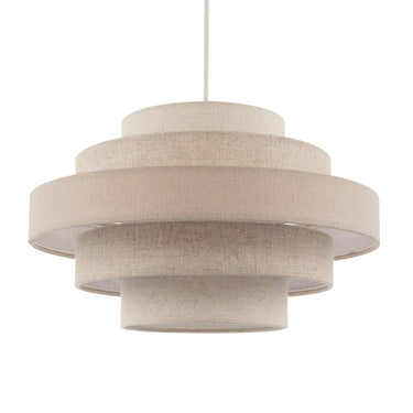 Five Tier Pendant Lighting Shade with Natural Oatmeal and Beige Linen