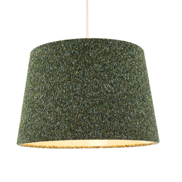 Forest and Sage Green Textured Wool Fabric Lamp Shade with Cream Inner