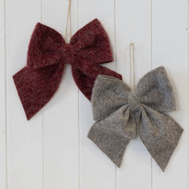 Burgundy Fabric Bow Christmas Decoration
