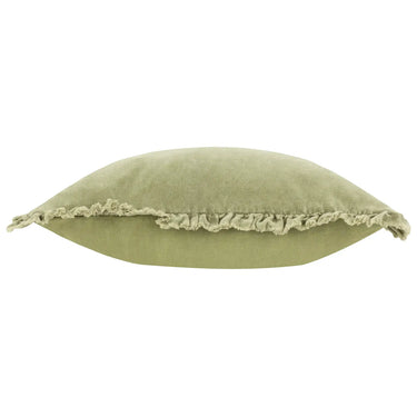 Cotton Velvet Feather Cushion in Sage