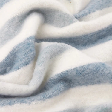 Sky Blue & Cream Striped Woven Throw