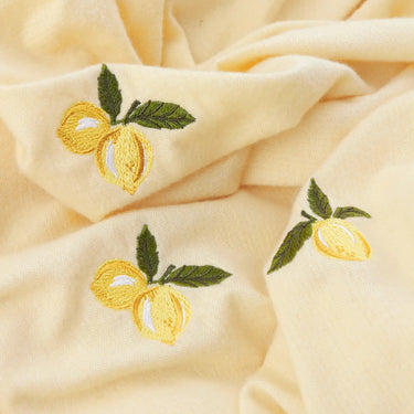 Lemon Embroidered Knitted Throw
